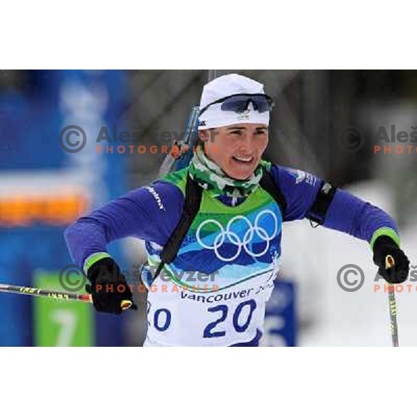 Andreja Mali (SLO) during biathlon 7.5km ladies sprint in Whistler Olympic Park , Vancouver 2010 Winter Olympic games, Canada 13.2.2010 