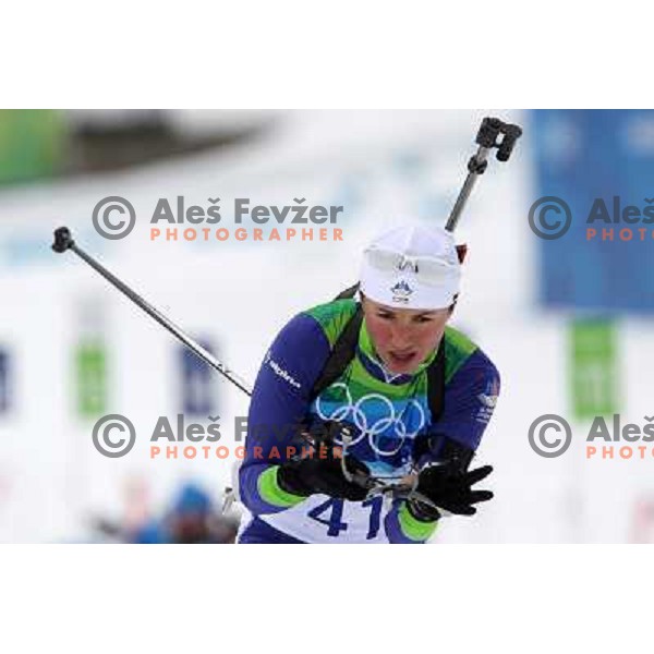Dijana Ravnikar (SLO) during biathlon 7.5km ladies sprint in Whistler Olympic Park , Vancouver 2010 Winter Olympic games, Canada 13.2.2010 