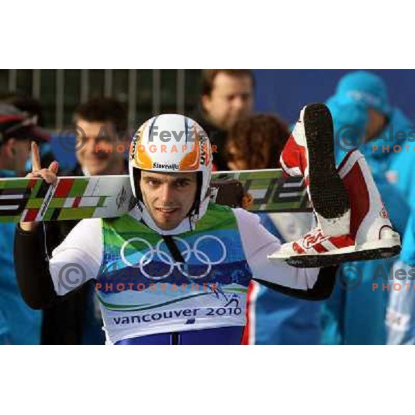 Mitja Oranic (SLO) during Nordic Combined ski jumping competition on Normal Hill in Whistler Olympic Park , Vancouver 2010 Winter Olympic games, Canada 14.2.2010 