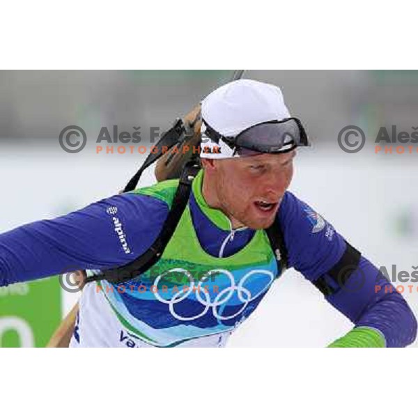 Klemen Bauer (SLO) during biathlon Men 10 km Sprint race in Whistler Olympic Park , Vancouver 2010 Winter Olympic games, Canada 14.2.2010 