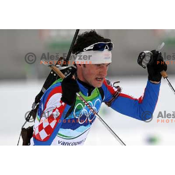 Jakov Fak (CRO) during biathlon Men 10 km Sprint race in Whistler Olympic Park , Vancouver 2010 Winter Olympic games, Canada 14.2.2010 