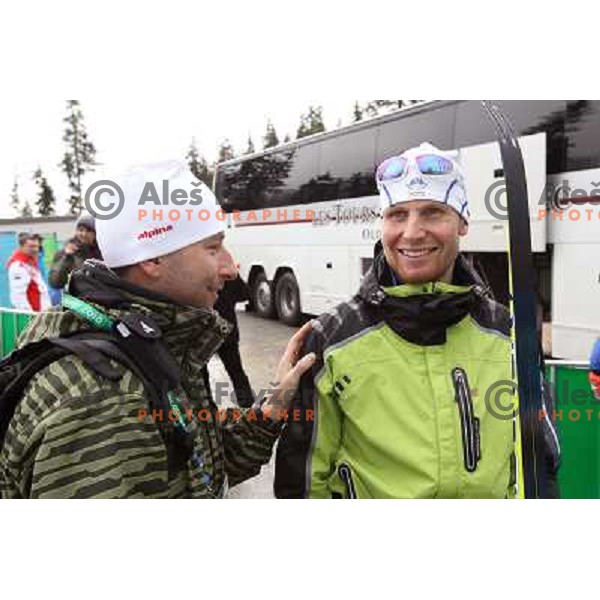 Klemen Bauer (SLO) and Tomas Globocnik after biathlon Men 10 km Sprint race in Whistler Olympic Park , Vancouver 2010 Winter Olympic games, Canada 14.2.2010 