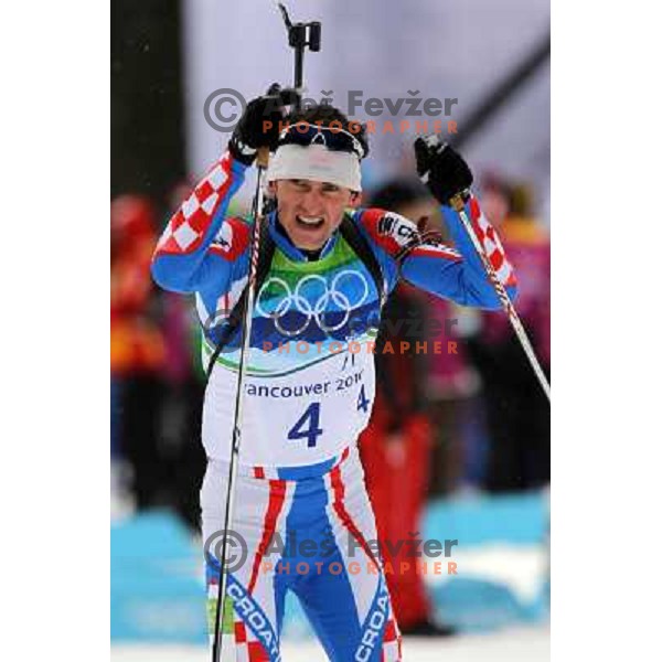 Jakov Fak (CRO) during biathlon Men 10 km Sprint race in Whistler Olympic Park , Vancouver 2010 Winter Olympic games, Canada 14.2.2010 