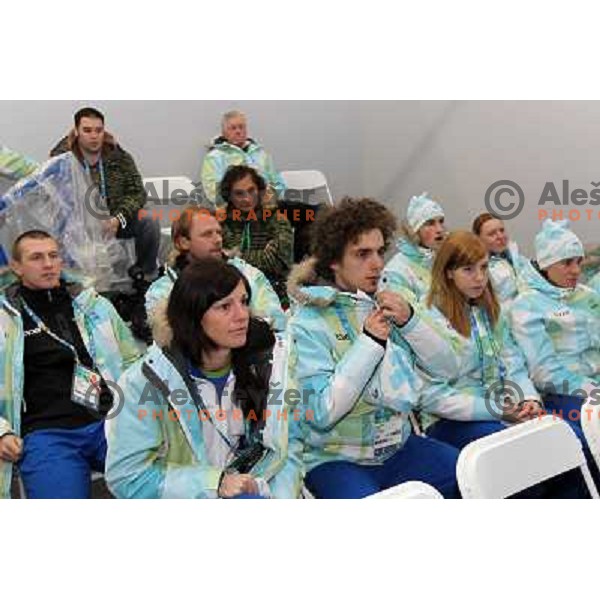 Anze Setina ,Matej Juhart , Katja Visnar, Mitja Oranic, Anja Erzen, Barbara Jezersek during press conference OKS held in Whistler Olympic Village , Vancouver 2010 Winter Olympic games, Canada 13.2.2010 