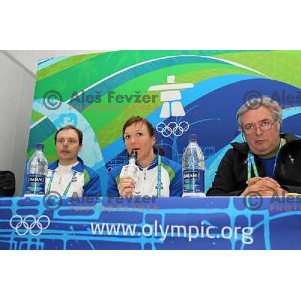 Ivan Hudac, Petra Majdic, Brane Dmitrovic during press conference OKS held in Whistler Olympic Village , Vancouver 2010 Winter Olympic games, Canada 13.2.2010 