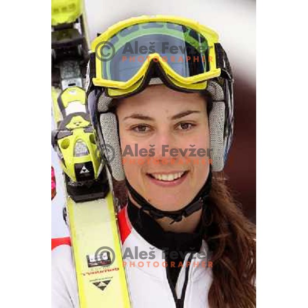 Sandrine Aubert (FRA) after official downhill training in Whistler Creekside 15.2.2010 at Vancouver 2010 Olympic games, Canada 