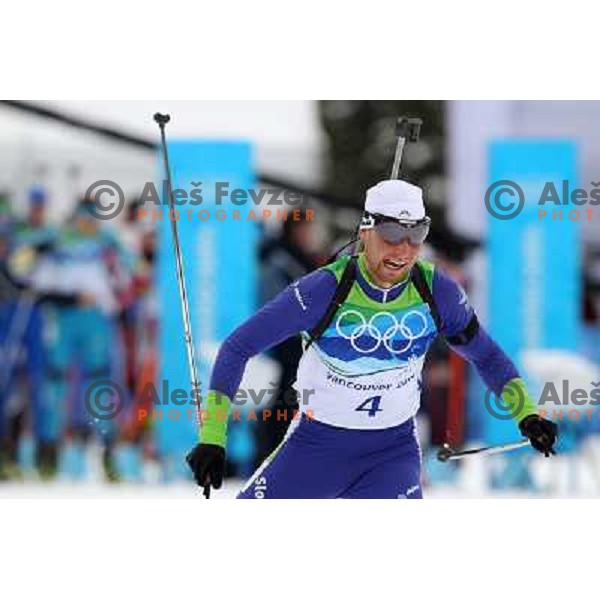 Klemen Bauer (SLO) during Biathlon Men\'s 12.5 km Pursuit in Whistler Olympic Park 16.2.2010, Vancouver 2010 Winter Olympic Games 