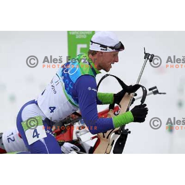 Klemen Bauer (SLO) during Biathlon Men\'s 12.5 km Pursuit in Whistler Olympic Park 16.2.2010, Vancouver 2010 Winter Olympic Games 