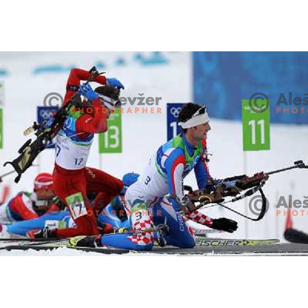 Jakov Fak (CRO) during Biathlon Men\'s 12.5 km Pursuit in Whistler Olympic Park 16.2.2010, Vancouver 2010 Winter Olympic Games 