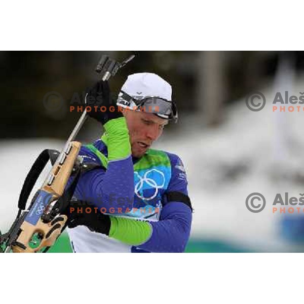 Klemen Bauer (SLO) during Biathlon Men\'s 12.5 km Pursuit in Whistler Olympic Park 16.2.2010, Vancouver 2010 Winter Olympic Games 