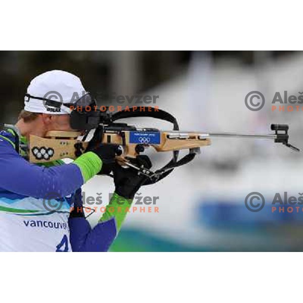 Klemen Bauer (SLO) during Biathlon Men\'s 12.5 km Pursuit in Whistler Olympic Park 16.2.2010, Vancouver 2010 Winter Olympic Games 