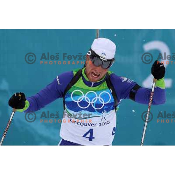 Klemen Bauer (SLO) during Biathlon Men\'s 12.5 km Pursuit in Whistler Olympic Park 16.2.2010, Vancouver 2010 Winter Olympic Games 