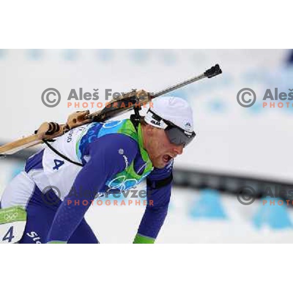 Klemen Bauer (SLO) during Biathlon Men\'s 12.5 km Pursuit in Whistler Olympic Park 16.2.2010, Vancouver 2010 Winter Olympic Games 