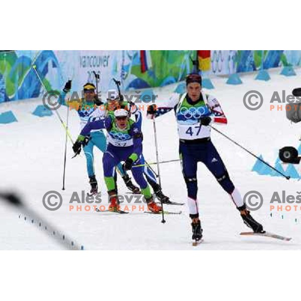 Klemen Bauer (SLO) during Biathlon Men\'s 12.5 km Pursuit in Whistler Olympic Park 16.2.2010, Vancouver 2010 Winter Olympic Games 
