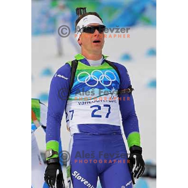 Janez Maric (SLO) during Biathlon Men\'s 12.5 km Pursuit in Whistler Olympic Park 16.2.2010, Vancouver 2010 Winter Olympic Games 