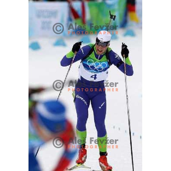 Klemen Bauer (SLO) during Biathlon Men\'s 12.5 km Pursuit in Whistler Olympic Park 16.2.2010, Vancouver 2010 Winter Olympic Games 