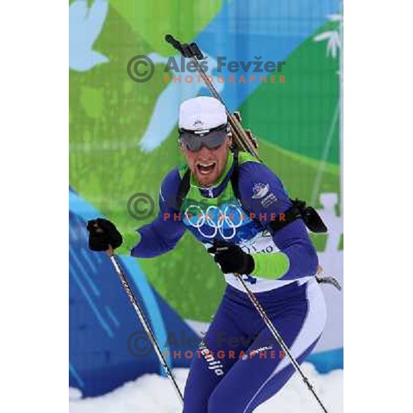Klemen Bauer (SLO) during Biathlon Men\'s 12.5 km Pursuit in Whistler Olympic Park 16.2.2010, Vancouver 2010 Winter Olympic Games 