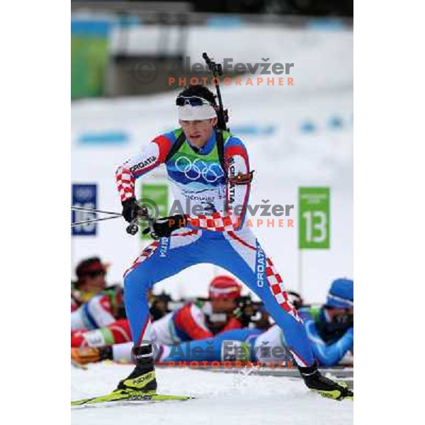 Jakov Fak (CRO) during Biathlon Men\'s 12.5 km Pursuit in Whistler Olympic Park 16.2.2010, Vancouver 2010 Winter Olympic Games 