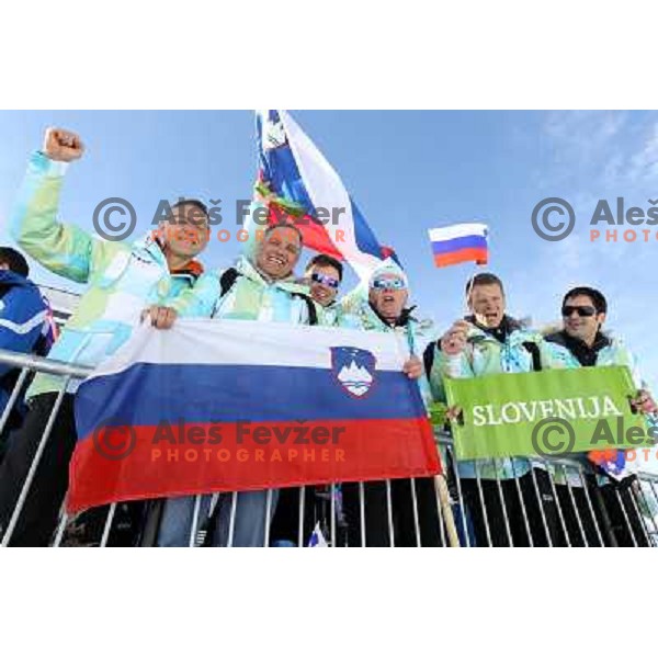 Mitja Braznik, Damjan Pintar, Janez Slabe,Tone Vogrinec, Tone Jagodic, Marko Rajster cheering during Ladies Individual Sprint classic in Whistler Olympic Park 17.2.2010, Vancouver 2010 Winter Olympic Games, Canada 