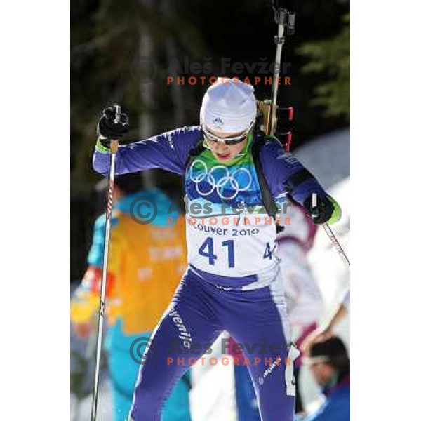 Dijana Ravnikar (SLO) during Biathlon Women\'s 15 km Individual in Whistler Olympic Park 18.2.2010, Vancouver 2010 Winter Olympic Games, Canada 
