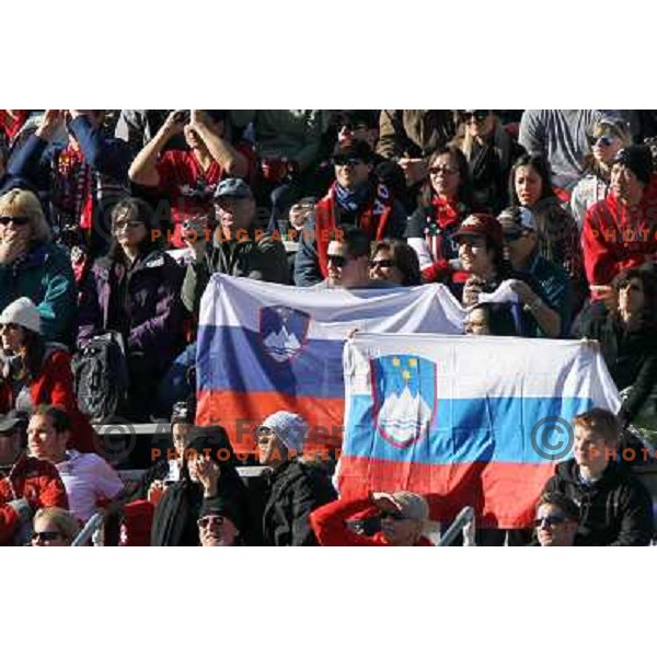 Slovenia fans during Ladies Super Combined Slalom in Whistler Creekside 18.2.2010, Vancouver 2010 Winter Olympic Games, Canada 