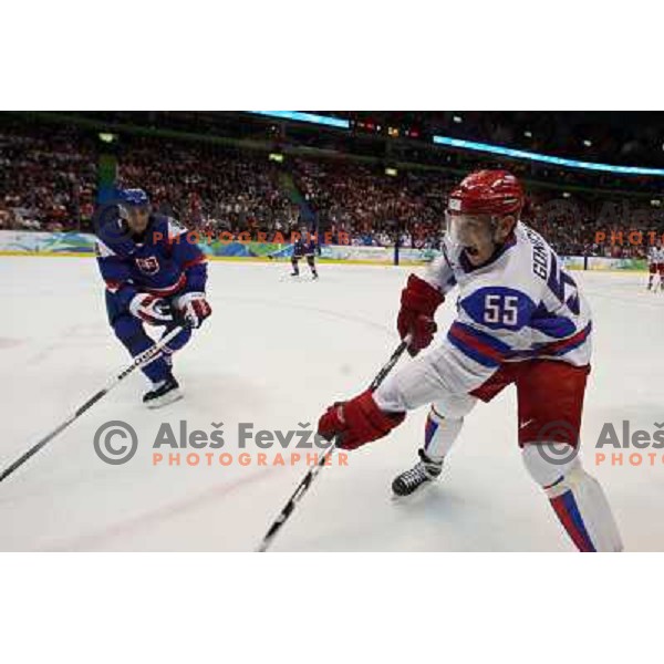 Sergei Gonchar in action during ice-hockey match Russia- Slovakia 18.2.2010 in Preliminary round, Vancouver 2010 Winter Olympic Games, Canada 