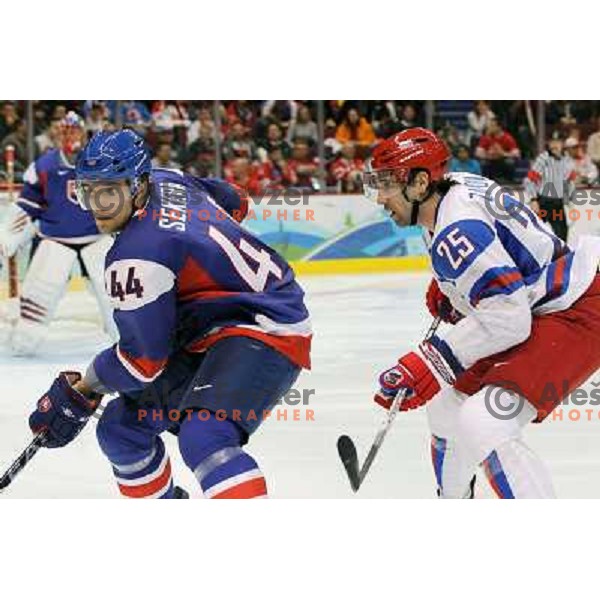Sekera and Zaripov in action during ice-hockey match Russia- Slovakia 18.2.2010 in Preliminary round, Vancouver 2010 Winter Olympic Games, Canada 