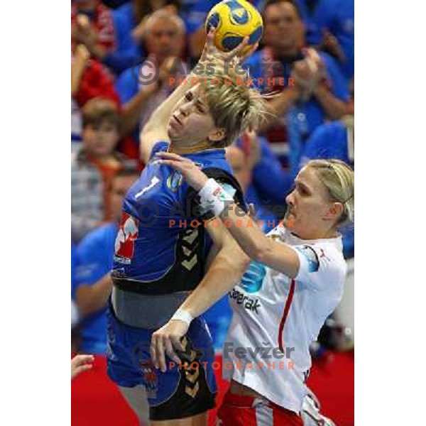 Marina Vergeliuk in action during handball match Krim Mercator- Larvik HK, played in Champions league, played at Kodeljevo, Ljubljana, Slovenia, 19.02.2010. 