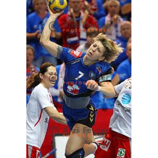 Marina Vergeliuk in action during handball match Krim Mercator- Larvik HK, played in Champions league, played at Kodeljevo, Ljubljana, Slovenia, 19.02.2010. 