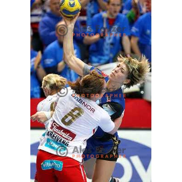 Marina Vergeliuk in action during handball match Krim Mercator- Larvik HK, played in Champions league, played at Kodeljevo, Ljubljana, Slovenia, 19.02.2010. 