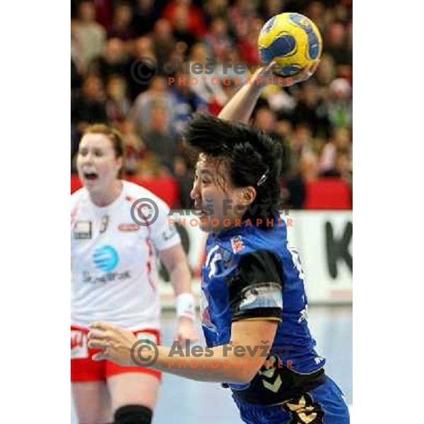 Liudmila Bodnieva in action during handball match Krim Mercator- Larvik HK, played in Champions league, played at Kodeljevo, Ljubljana, Slovenia, 19.02.2010. 