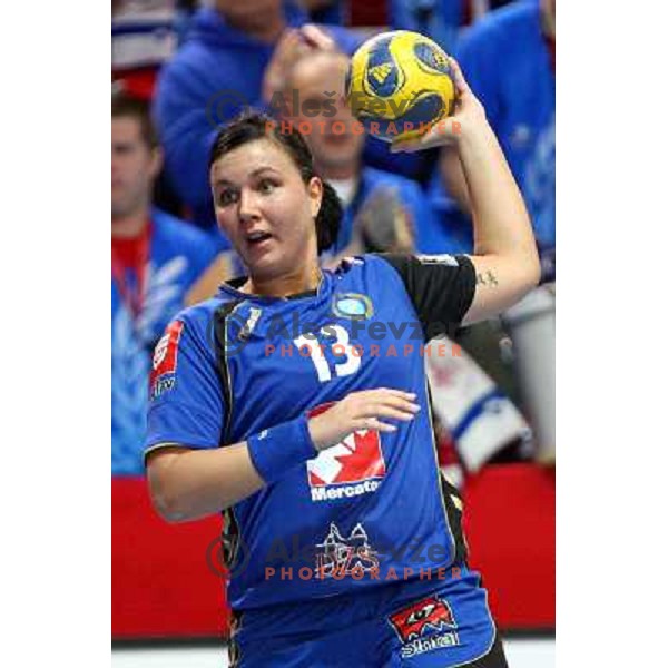 Urska Vidic in action during handball match Krim Mercator- Larvik HK, played in Champions league, played at Kodeljevo, Ljubljana, Slovenia, 19.02.2010. 