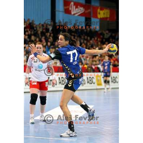 Andrea Lekic in action during handball match Krim Mercator- Larvik HK, played in Champions league, played at Kodeljevo, Ljubljana, Slovenia, 19.02.2010. 