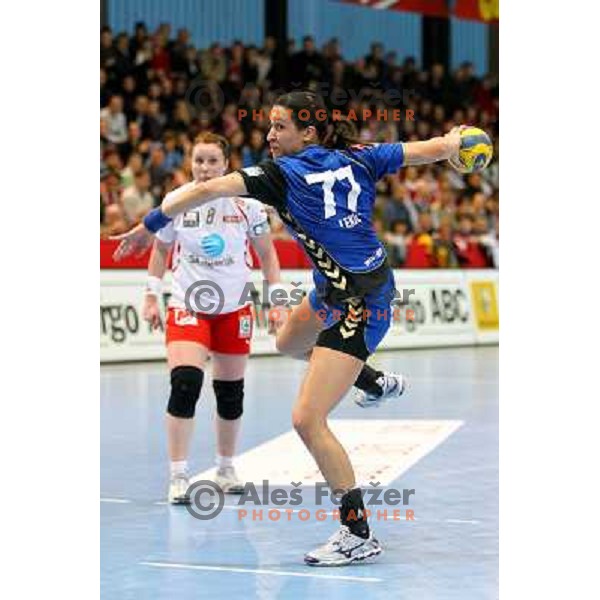 Andrea Lekic in action during handball match Krim Mercator- Larvik HK, played in Champions league, played at Kodeljevo, Ljubljana, Slovenia, 19.02.2010. 