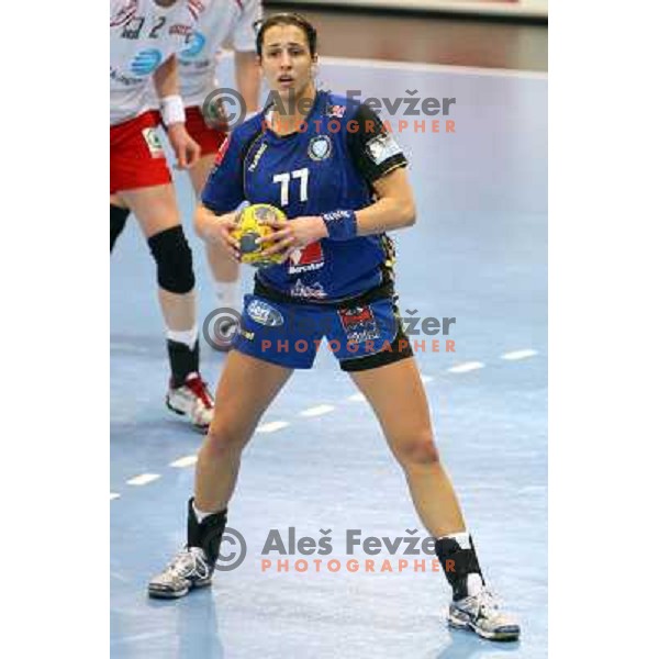 Andrea Lekic in action during handball match Krim Mercator- Larvik HK, played in Champions league, played at Kodeljevo, Ljubljana, Slovenia, 19.02.2010. 