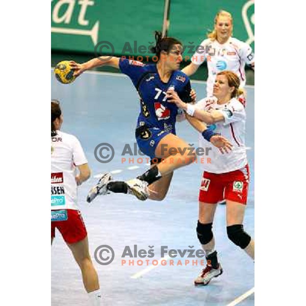 Andrea Lekic in action during handball match Krim Mercator- Larvik HK, played in Champions league, played at Kodeljevo, Ljubljana, Slovenia, 19.02.2010. 