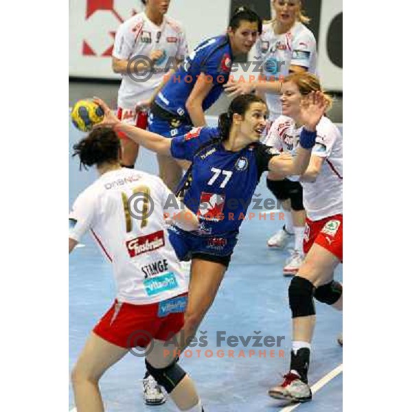 Andrea Lekic in action during handball match Krim Mercator- Larvik HK, played in Champions league, played at Kodeljevo, Ljubljana, Slovenia, 19.02.2010. 