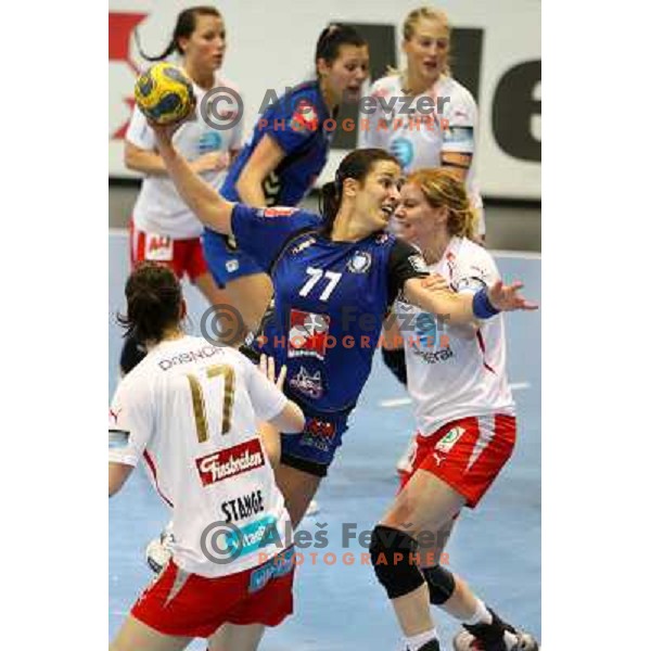 Andrea Lekic in action during handball match Krim Mercator- Larvik HK, played in Champions league, played at Kodeljevo, Ljubljana, Slovenia, 19.02.2010. 
