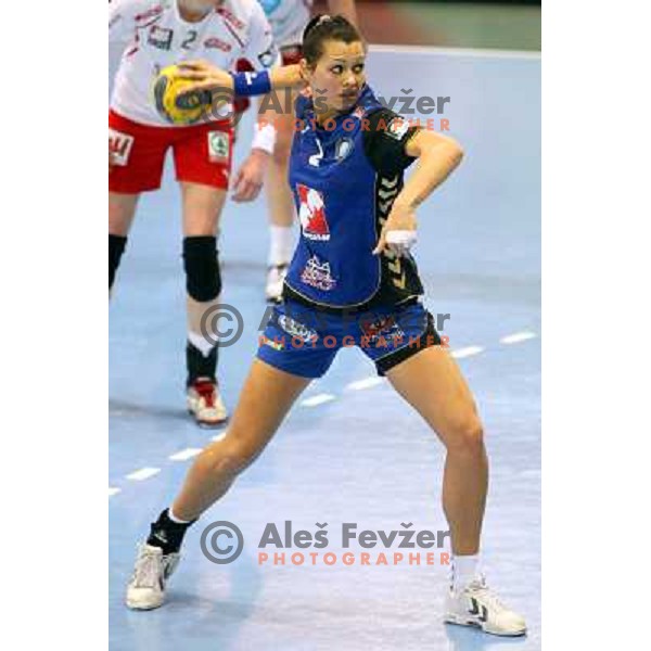 Szandra Zascik in action during handball match Krim Mercator- Larvik HK, played in Champions league, played at Kodeljevo, Ljubljana, Slovenia, 19.02.2010. 