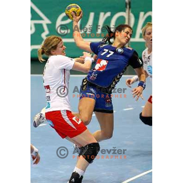 Andrea Lekic in action during handball match Krim Mercator- Larvik HK, played in Champions league, played at Kodeljevo, Ljubljana, Slovenia, 19.02.2010. 