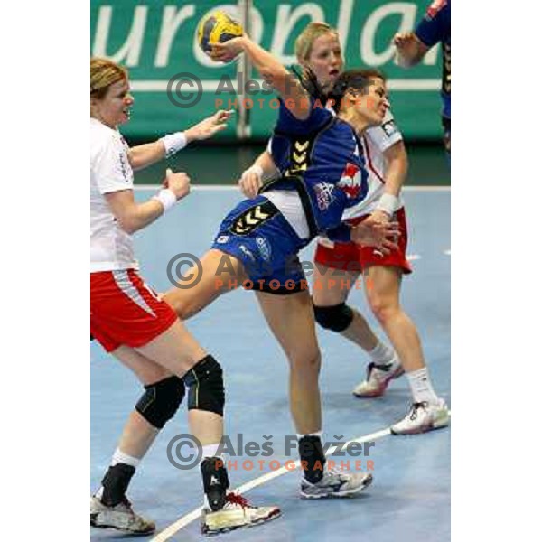 Andrea Lekic in action during handball match Krim Mercator- Larvik HK, played in Champions league, played at Kodeljevo, Ljubljana, Slovenia, 19.02.2010. 