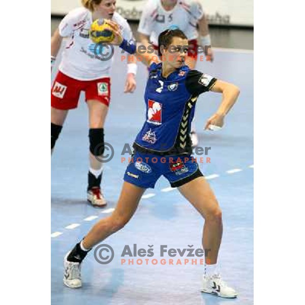Szandra Zascik in action during handball match Krim Mercator- Larvik HK, played in Champions league, played at Kodeljevo, Ljubljana, Slovenia, 19.02.2010. 