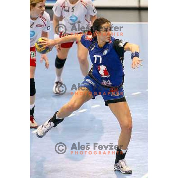 Andrea Lekic in action during handball match Krim Mercator- Larvik HK, played in Champions league, played at Kodeljevo, Ljubljana, Slovenia, 19.02.2010. 