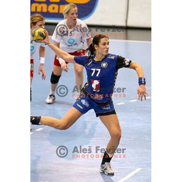 Andrea Lekic in action during handball match Krim Mercator- Larvik HK, played in Champions league, played at Kodeljevo, Ljubljana, Slovenia, 19.02.2010. 