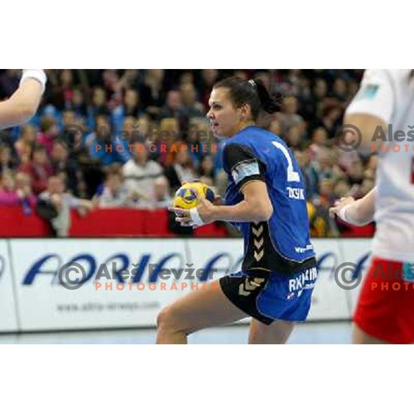 Szandra Zascik in action during handball match Krim Mercator- Larvik HK, played in Champions league, played at Kodeljevo, Ljubljana, Slovenia, 19.02.2010. 