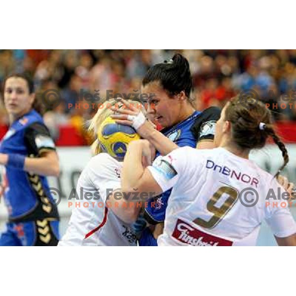 Szandra Zascik in action during handball match Krim Mercator- Larvik HK, played in Champions league, played at Kodeljevo, Ljubljana, Slovenia, 19.02.2010. 