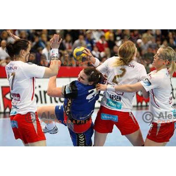 Dragana Cvijic in action during handball match Krim Mercator- Larvik HK, played in Champions league, played at Kodeljevo, Ljubljana, Slovenia, 19.02.2010. 