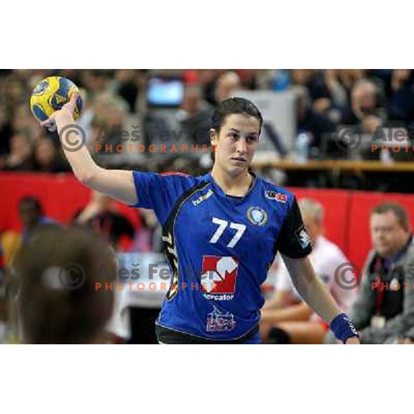 Andrea Lekic in action during handball match Krim Mercator- Larvik HK, played in Champions league, played at Kodeljevo, Ljubljana, Slovenia, 19.02.2010. 