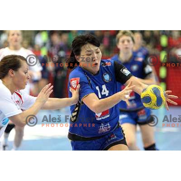 Liudmila Bodnieva in action during handball match Krim Mercator- Larvik HK, played in Champions league, played at Kodeljevo, Ljubljana, Slovenia, 19.02.2010. 