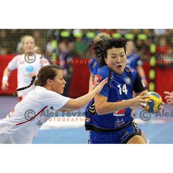 Liudmila Bodnieva in action during handball match Krim Mercator- Larvik HK, played in Champions league, played at Kodeljevo, Ljubljana, Slovenia, 19.02.2010. 
